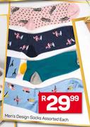 Men's Design Socks Assorted-Each