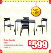 Cube Dinette Including Black Table And 4 Chairs