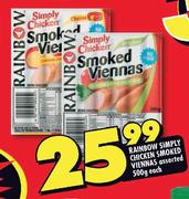  Rainbow Simply Chicken Smoked Viennas Assorted-500g Each