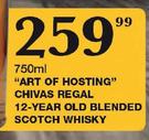 "Art of Hosting" Chivas Regal 12 Year Old blended Scotch Whisky With 2 Free Glasses-750ml