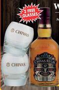 "Art of Hosting" Chivas Regal 12 Year Old blended Scotch Whisky With 2 Free Glasses-750ml