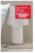 Mya Ceramic Lamp Set 13 x 30cm-Each