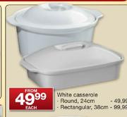 38cm White Casserole Rectangular-Each