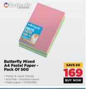 Butterfly Mixed A4 Pastel Paper Pack Of 500