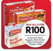 Country Fair Party Nuggets, Mini Chicken Fillets And Chicken Chippies-3 x 400g