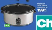Platinum Slow Cooker With Glass Lid-3.5Ltr