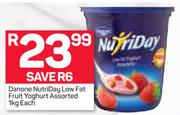 Danone Nutriday Low Fat Fruit Yoghurt Assorted-1Kg Each