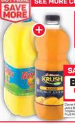Clover Krush 100% Fruit Juice Blend 1.5Ltr And Tropika Flavoured Dairy Fruit Mix 2Ltr-For Both