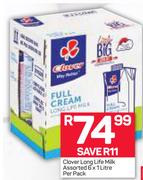 Clover Long Life Milk Assorted-6 x 1Ltr Per Pack