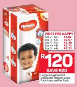Huggies Dry Comfort Disposable Nappies Size 3 58's Pack-Per Nappy