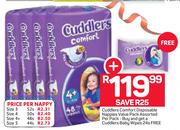 Cuddlers Comfort Disposable Nappies Size 4 50's Pack-Per Nappy