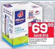 Clover Long Life Milk Assorted-6 x 1Ltr Per Pack