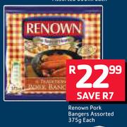 Renown Pork Bangers Assorted-375g