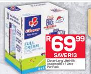 Clover Long Life Milk Assorted-6 x 1Ltr Per Pack