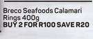 Breco Seafoods Calamari Rings-2X400g