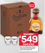 Don Julio Reposado Tequila 750ml And 2 Shot Glasses day Of The Dead Pack
