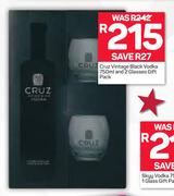 Cruz Vintage Black Vodka 750ml And 2 Glasses