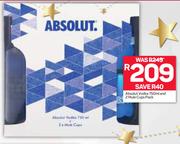 Absolut Vodka 750ml And 2 Mule Cups Pack.