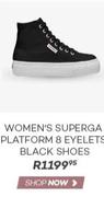 Women's Superga Platform 8 Eyelets Black Shoes