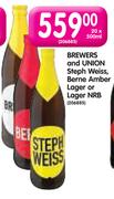 Brewers and Union Steph Weiss, Berne Amber Lager or Lager NRB-20 x 500ml