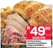 PnP Pork Packs (Consists of Leg Roast, Chops & Rashers)-Per kg
