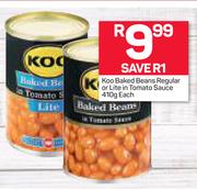 Koo Baked Beans Regular Or Lite Tomato Sauce-410g Each