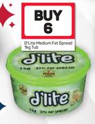 D'Lite Medium Fat Spread Tub-6x1kg