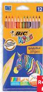 Bic Kids Evolution Stripes Pencils Crayons 12-Pack