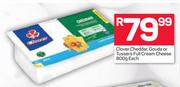 Clover Cheddar, Gouda or Tussers Full Cream Cheese-800g Each