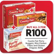 Country Fair Party Nuggets, Mini Chicken Fillets And Chicken Chippies-3 x 400g