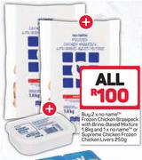 No Name Frozen Chicken Braaipack 2X1.8Kg & Supreme Chicken Frozen Chicken Livers 250g-For All