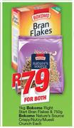Bokomo Right Start Bran Flakes 1Kg & Bokomo Nature's Source Crispy/Nutzy/Muesli Crunch 750g-For Both
