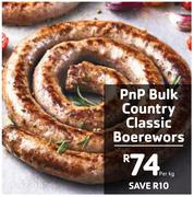 PnP Bulk Country Classic Boerewors-Per kg