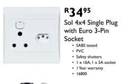 Sol 4x4 Single Plug With Euro 3-Pin Socket
