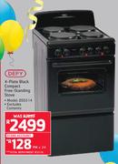 Defy 4 Plate Black Compact Free Standing Stove DSS514