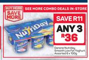 Danone Nutriday Smooth Low Fat Yoghurt-3 x 6x100g