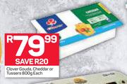 Clover Gouda, Cheddar Or Tussers-800g Each