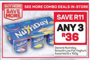 Danone Nutriday Smooth Low Fat Yoghurt-3x6x100g