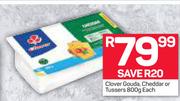 Clover Gouda, Cheddar Or Tussers-800g Each