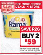 Rama Spread For Bread 40% Fat Spread Tub-2X1Kg