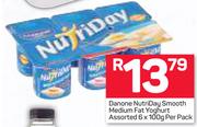 Danone Nutriday Smooth Medium Fat Yoghurt 6X100g-Per Pack