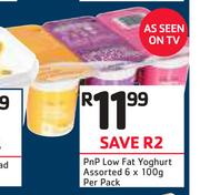 PnP Low Fat Yoghurt Assorted-6 x 100g Per Pack