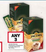 Jacobs Kronung Sweetened Unsweetened Or Vanilla Cappuccino-3 x 18.5-18.7g