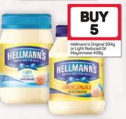 Hellmann's Original-394g Or Light Reduced Oil Mayonnaise-5 x 428g