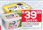 Flora Medium Fat Spread 1Kg Or Proactiv Tub 500g-Each