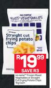No Name Frozen Mixed Vegetables Or Straight Cut Frying Potato Chips-1kg Each