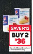 Clover Full Cream Sweetened Condensed Milk-2x385g