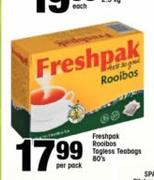 Freshpak Rooibos Tagless Teabags-80's Per Pack