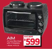 Aim 22Ltr Mini Oven With 2 Hotplates AC022G