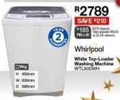 Whirlpool 9kg White Top Loader Washing Machine WTL900WH